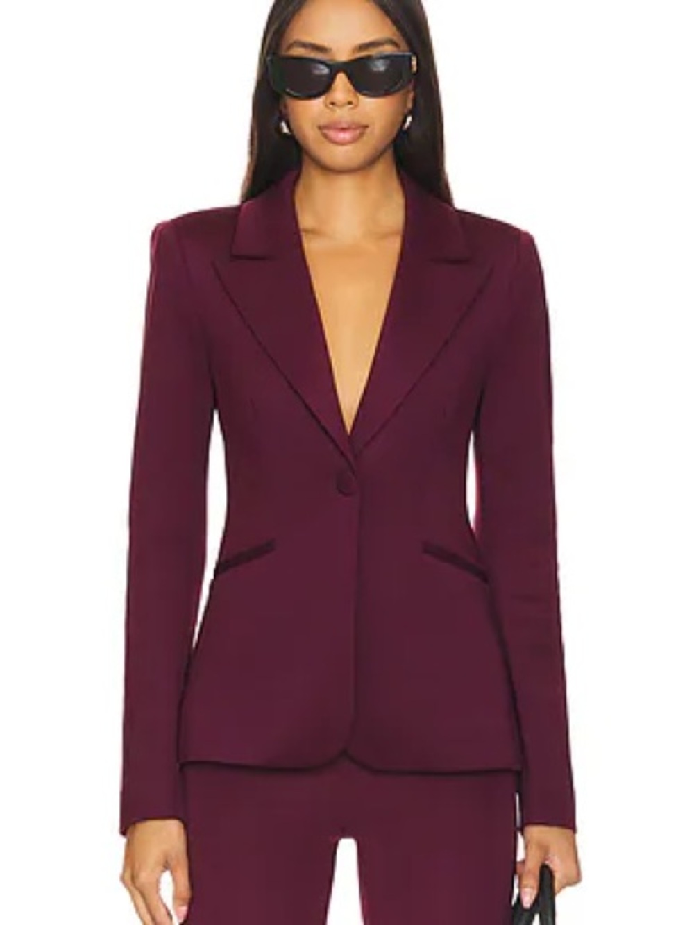 Good American Deep Plum Single-Button Tailored Blazer